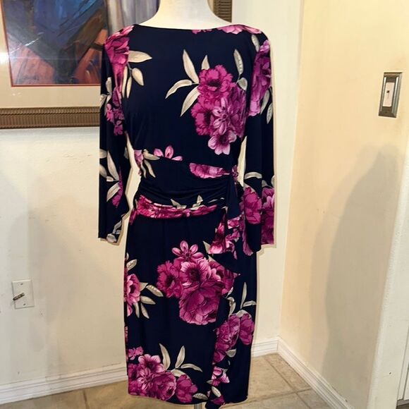 Jessica Howard Navy/Pink Floral Dress Size 14W - Picture 6 of 12